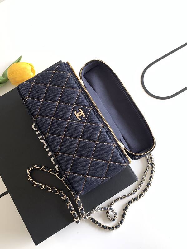 Chanel Vanity Case Dark Blue Denim crossbody — Premium Replica