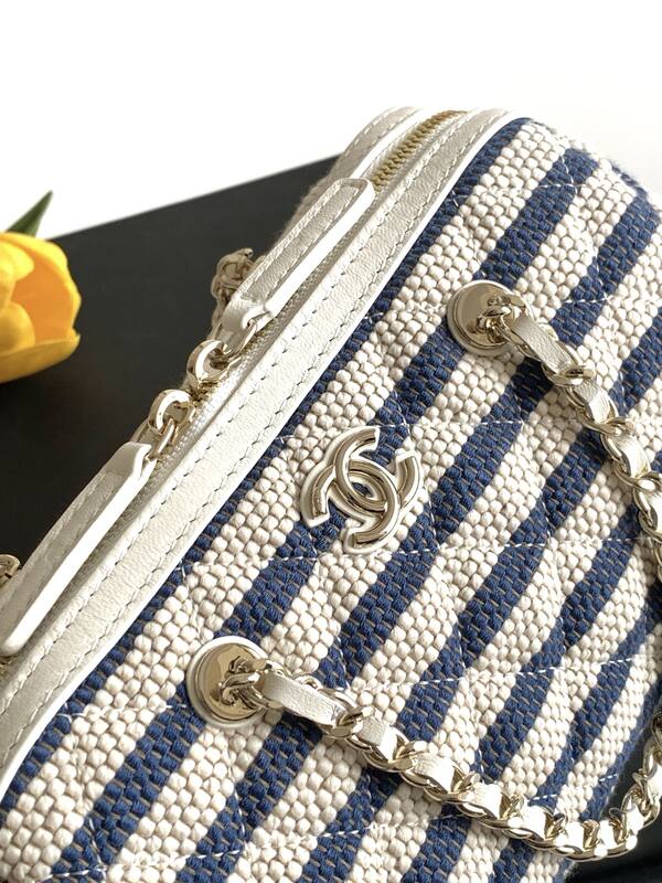 Chanel Blue and White Striped Raffia crossbody — 1:1 Replica