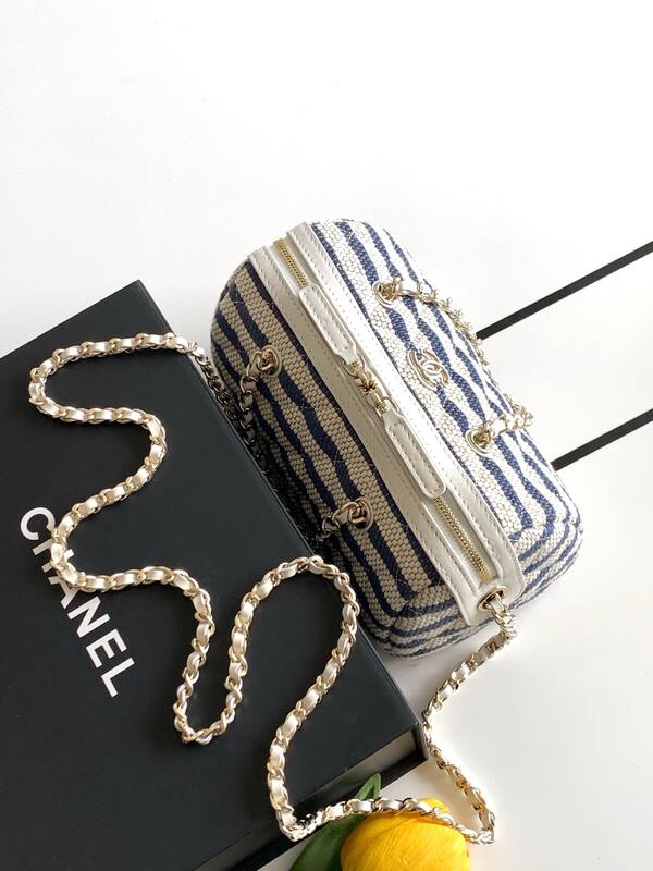 Chanel Blue and White Striped Raffia crossbody — 1:1 Replica