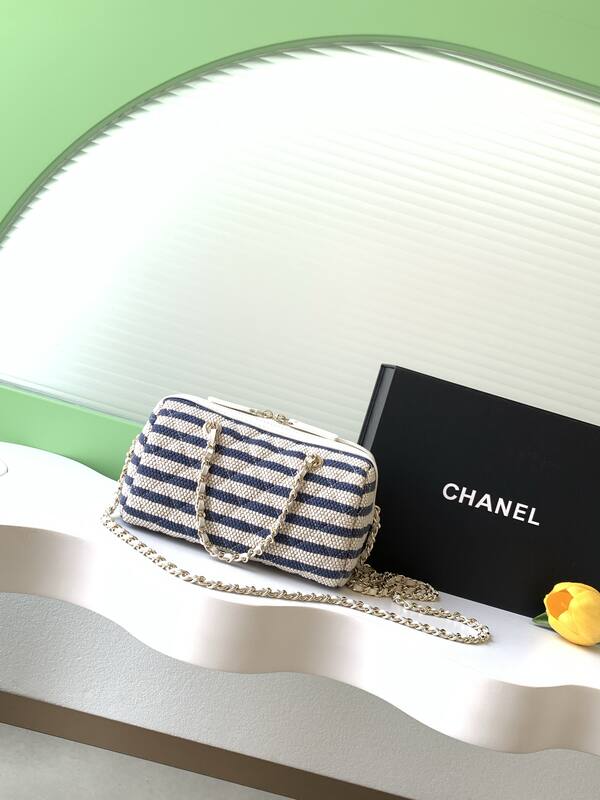 Chanel Blue and White Striped Raffia crossbody — 1:1 Replica