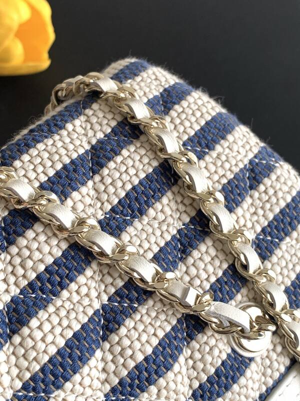 Chanel Blue and White Striped Raffia crossbody — 1:1 Replica