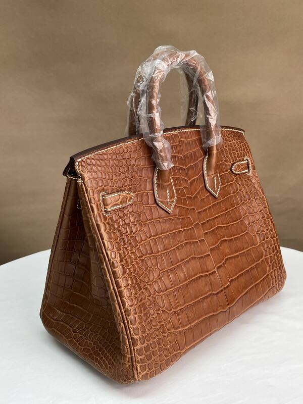 Hermes Birkin 25 Saddle Brown matte crocodile 25 handbag — AAA Quality Replica