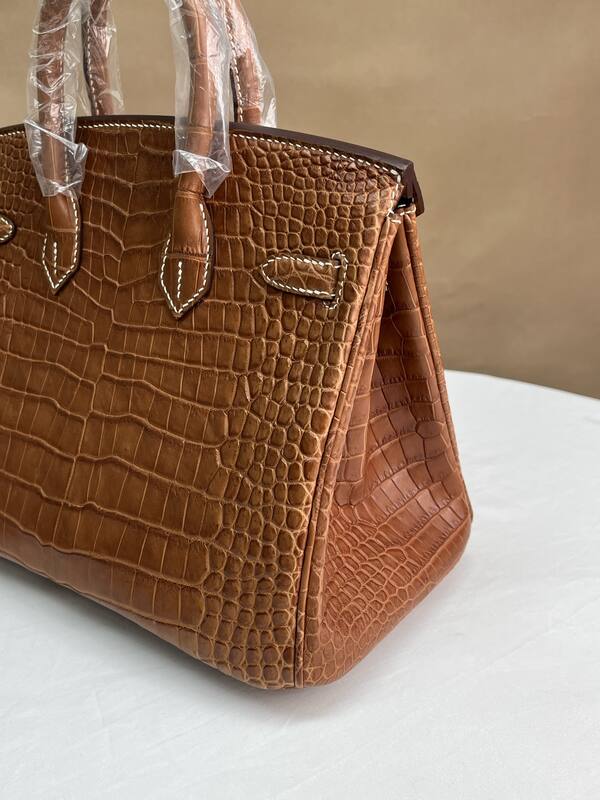 Hermes Birkin 25 Saddle Brown matte crocodile 25 handbag — AAA Quality Replica