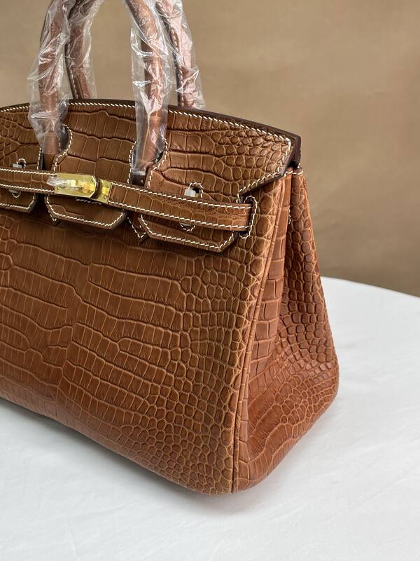 Hermes Birkin 25 Saddle Brown matte crocodile 25 handbag — AAA Quality Replica