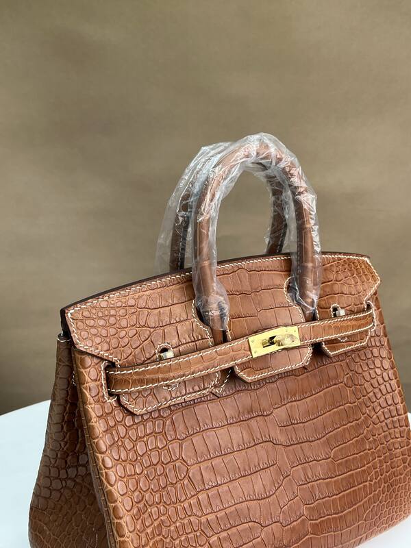 Hermes Birkin 25 Saddle Brown matte crocodile 25 handbag — AAA Quality Replica