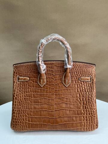 Hermes Birkin 25 Saddle Brown matte crocodile 25 handbag AAA Quality Replica
