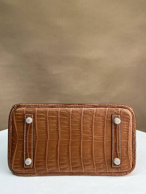Hermes Birkin 25 Saddle Brown matte crocodile 25 handbag — AAA Quality Replica