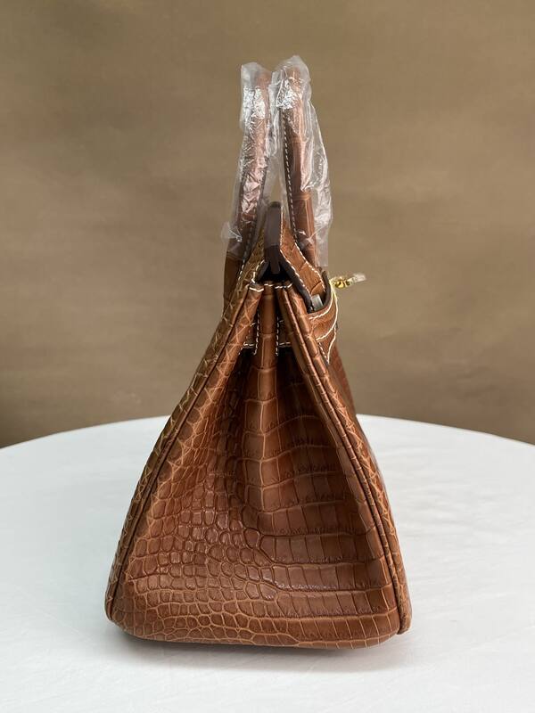 Hermes Birkin 25 Saddle Brown matte crocodile 25 handbag — AAA Quality Replica