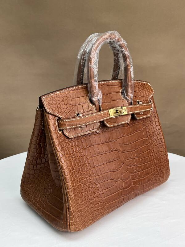 Hermes Birkin 25 Saddle Brown matte crocodile 25 handbag — AAA Quality Replica