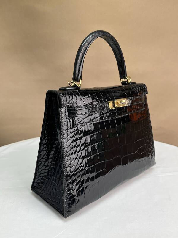 Hermes Kelly Black crocodile top handle — 1:1 Replica