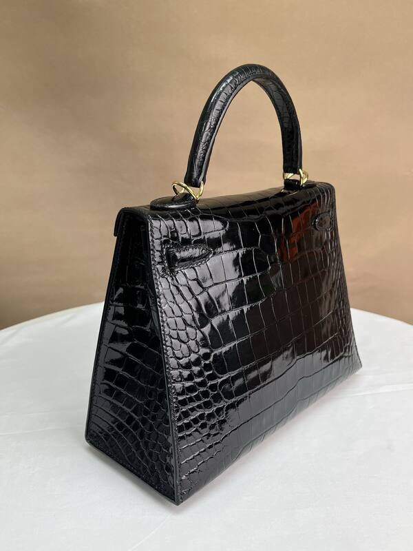 Hermes Kelly Black crocodile top handle — 1:1 Replica