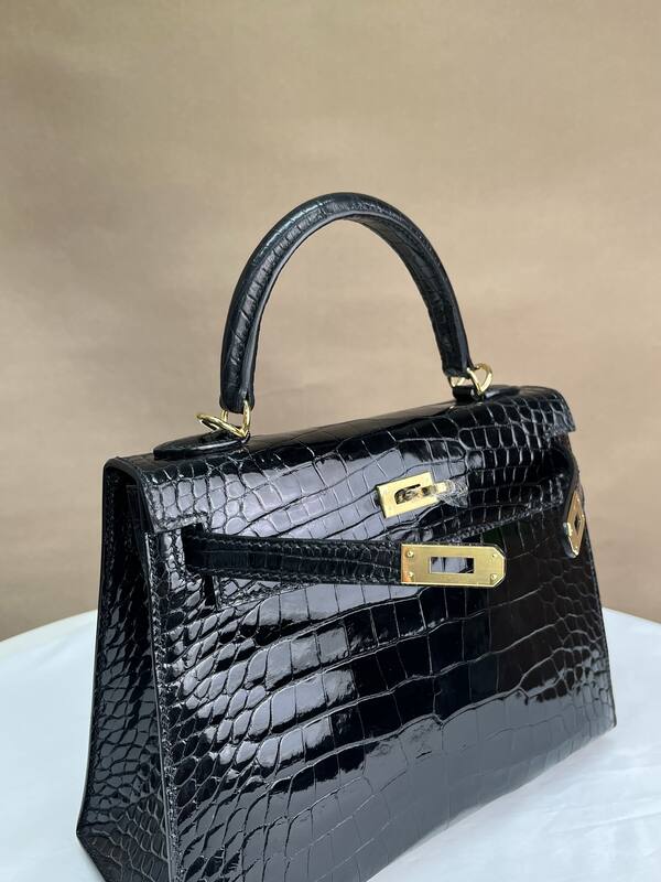Hermes Kelly Black crocodile top handle — 1:1 Replica