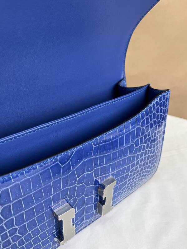 Hermes Constance 26 Electric blue crocodile 26 shoulder — Top Quality Replica