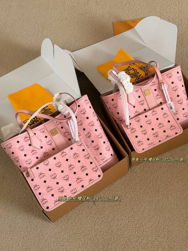 MCM Toni Pink Visetos small 30*25cm medium 34*30cm tote — Premium Replica