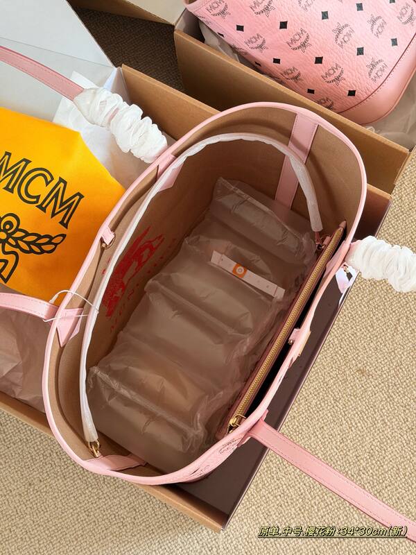 MCM Toni Pink Visetos small 30*25cm medium 34*30cm tote — Premium Replica