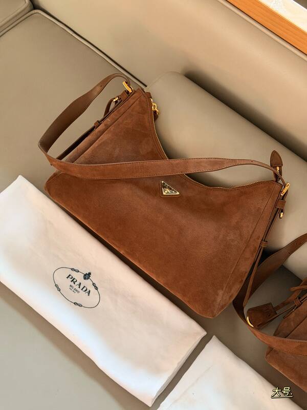 Prada Brown suede 37*18cm shoulder — 1:1 Replica