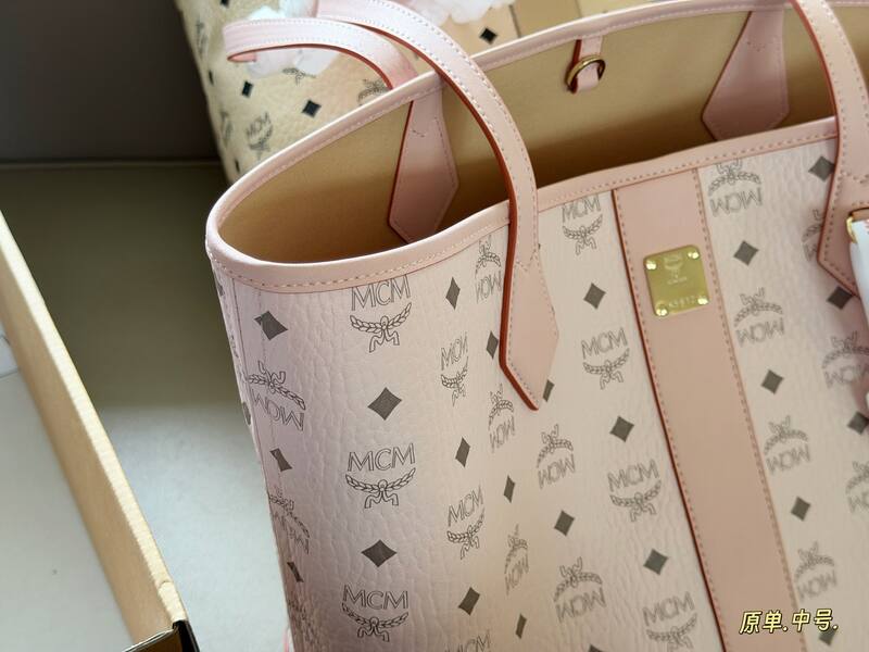 MCM Toni Beige Visetos Pink Visetos small 30*25cm medium 34*30cm tote — AAA Quality Replica