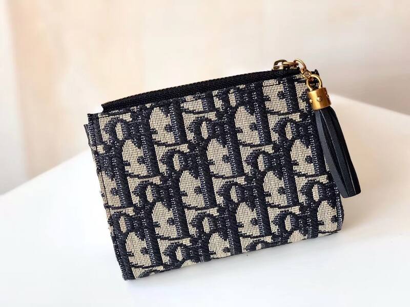 Dior Oblique Navy Beige card holder — Premium Replica