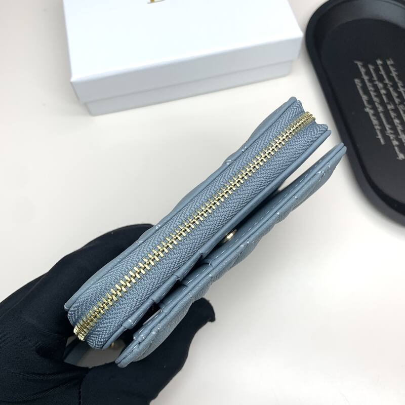 Dior Caro Blue-gray small wallet — 1:1 Replica