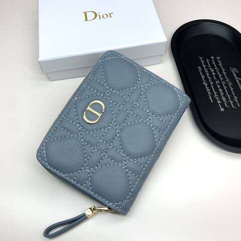 Dior Caro Blue-gray small wallet 1 1 Replica