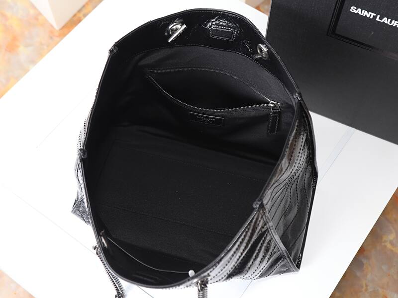 Saint Laurent Niki Shopping Tote Black crinkled leather — Premium Replica