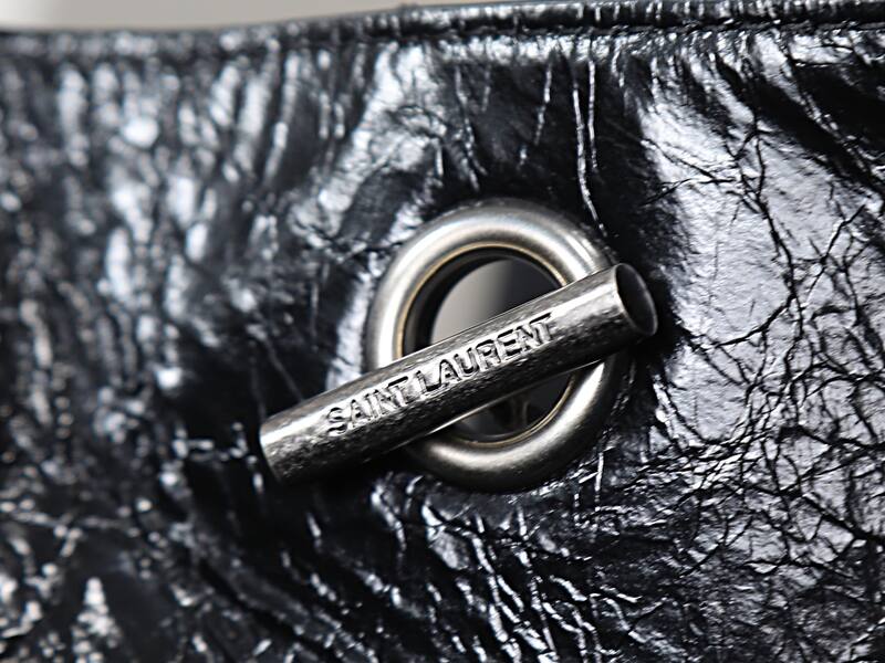Saint Laurent Niki Shopping Tote Black crinkled leather — Premium Replica