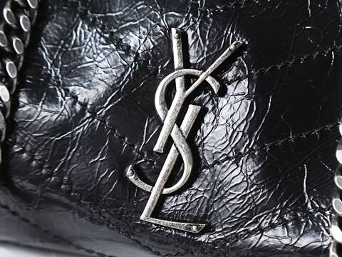 Saint Laurent Niki Shopping Tote Black crinkled leather Premium Replica
