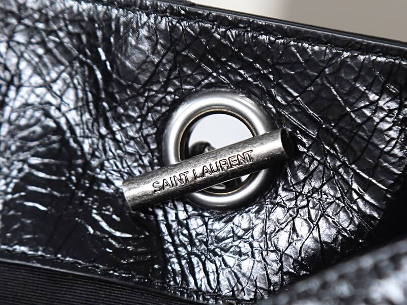 Saint Laurent Niki Black crinkled patent shoulder — AAA Quality Replica