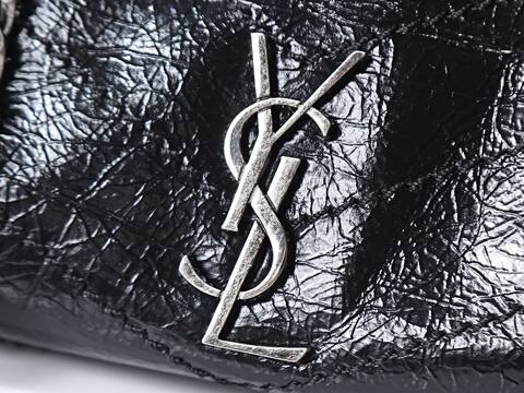 Saint Laurent Niki Black crinkled patent shoulder AAA Quality Replica