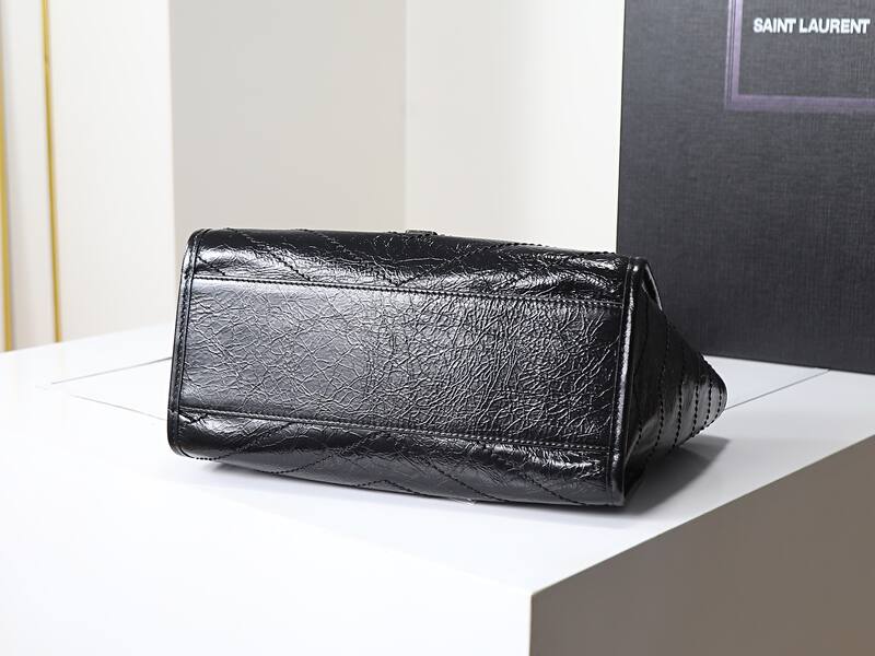 Saint Laurent Niki Black crinkled patent shoulder — AAA Quality Replica