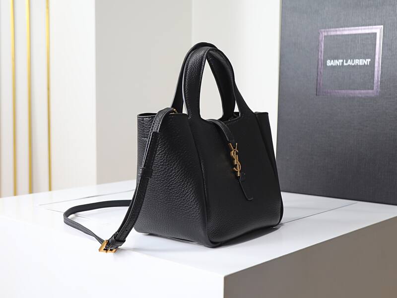 Saint Laurent Cabas Black grained leather shoulder — Top Quality Replica