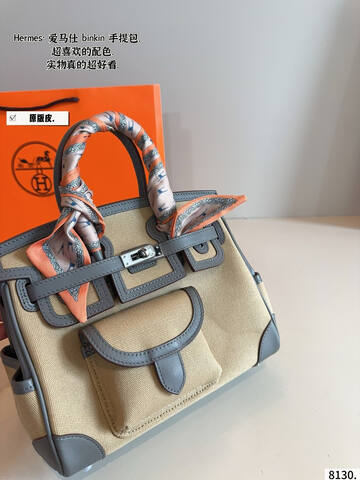 Hermes Birkin Beige canvas with gray leather everyday 1 1 Replica