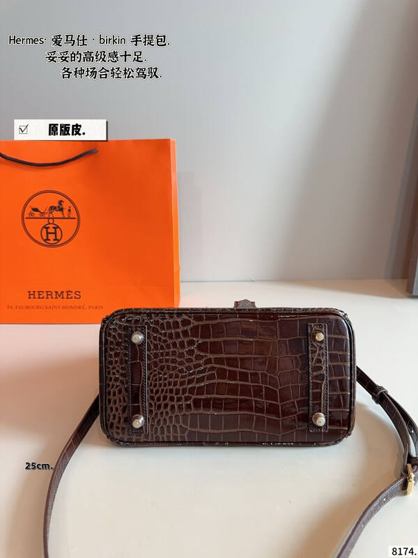 Hermes Birkin Dark brown crocodile work — 1:1 Replica