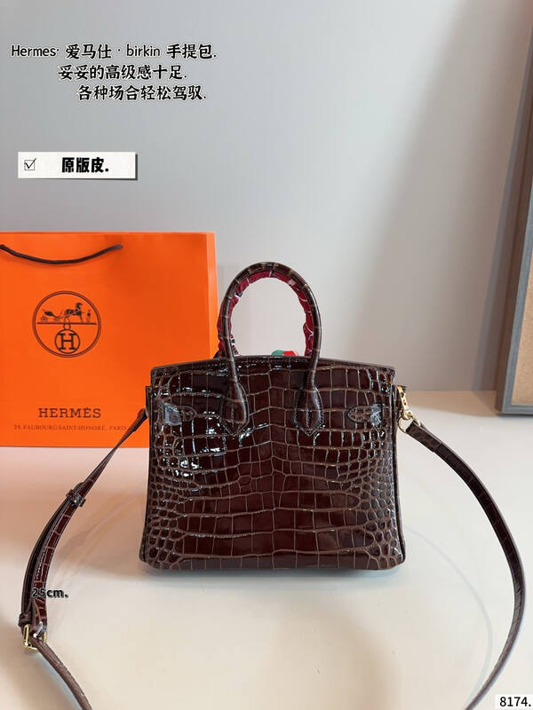 Hermes Birkin Dark brown crocodile work — 1:1 Replica