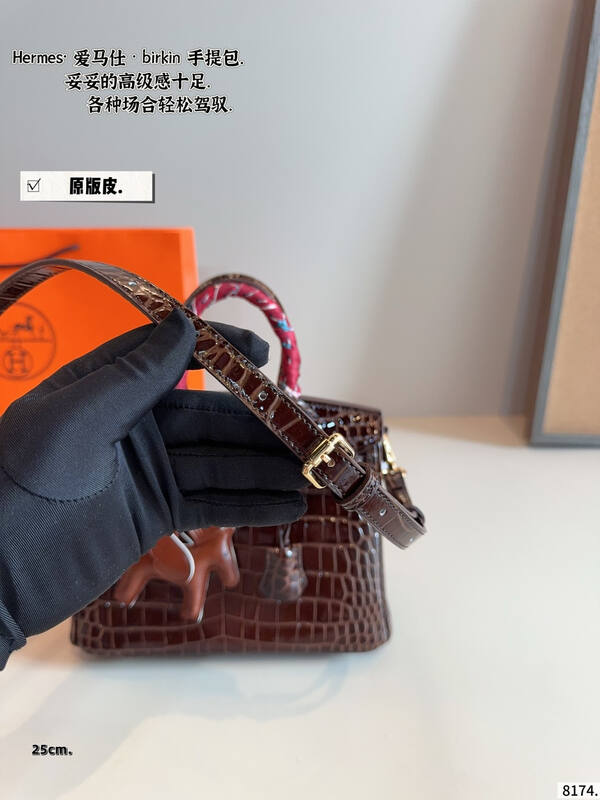 Hermes Birkin Dark brown crocodile work — 1:1 Replica