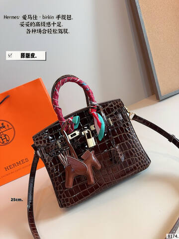 Hermes Birkin Dark brown crocodile 25cm work 1 1 Replica