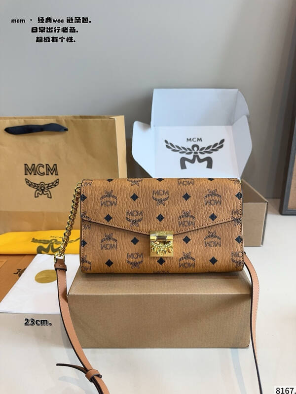 MCM WOC Cognac Visetos Monogram crossbody — Top Quality Replica