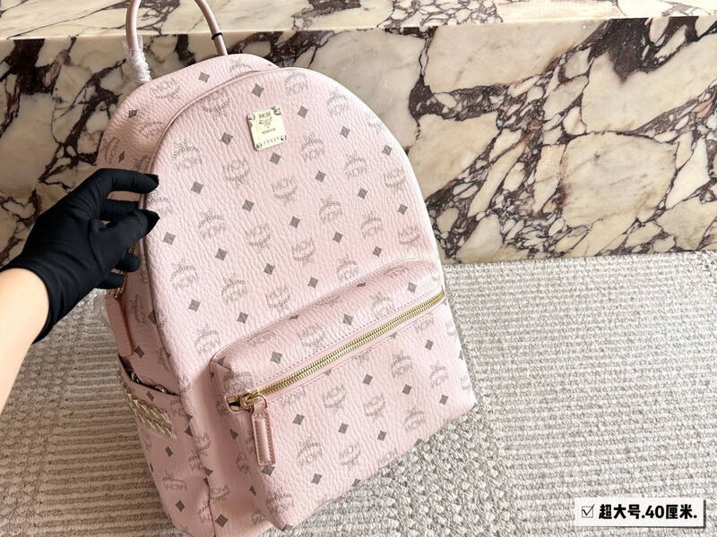 MCM Stark Pink Visetos backpack — AAA Quality Replica