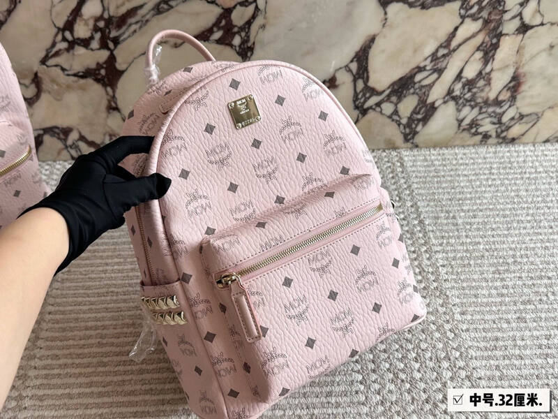 MCM Stark Pink Visetos backpack — AAA Quality Replica