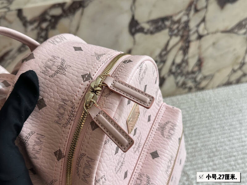 MCM Stark Pink Visetos small backpack — AAA Quality Replica