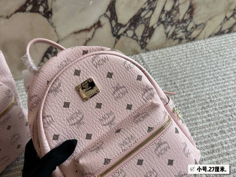MCM Stark Pink Visetos small 27cm backpack AAA Quality Replica
