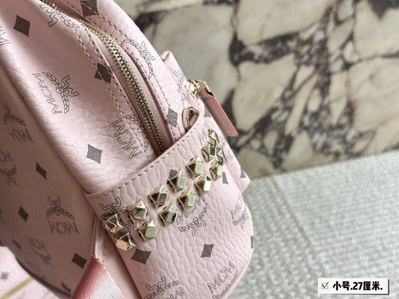 MCM Stark Pink Visetos small backpack — AAA Quality Replica