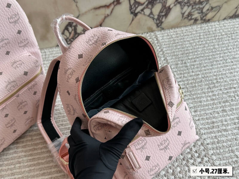 MCM Stark Pink Visetos small backpack — AAA Quality Replica
