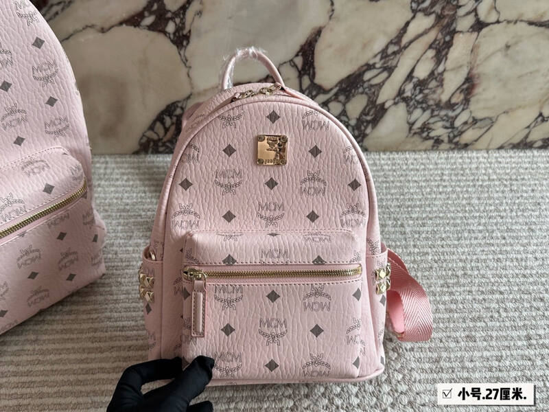 MCM Stark Pink Visetos small backpack — AAA Quality Replica