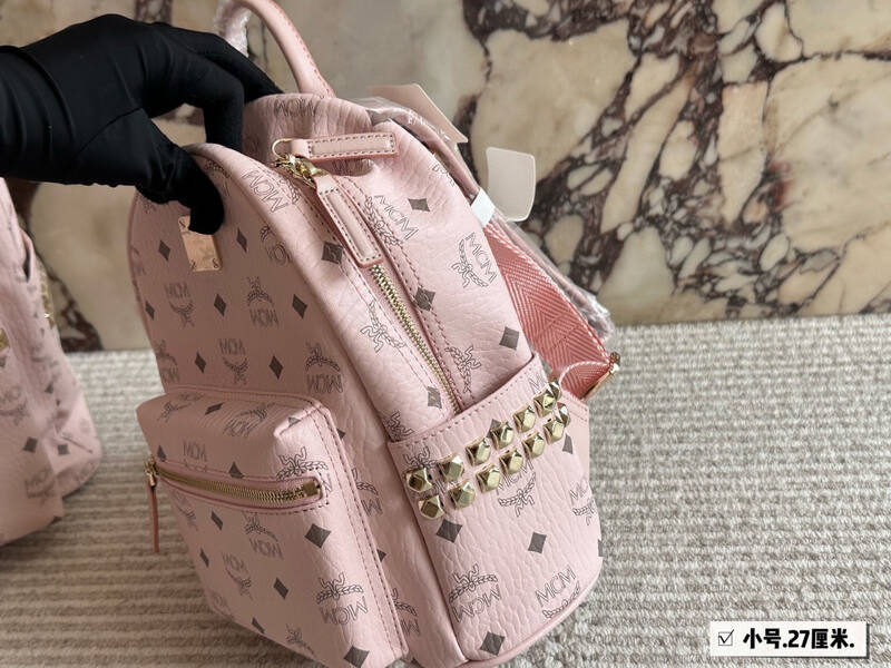 MCM Stark Pink Visetos small backpack — AAA Quality Replica