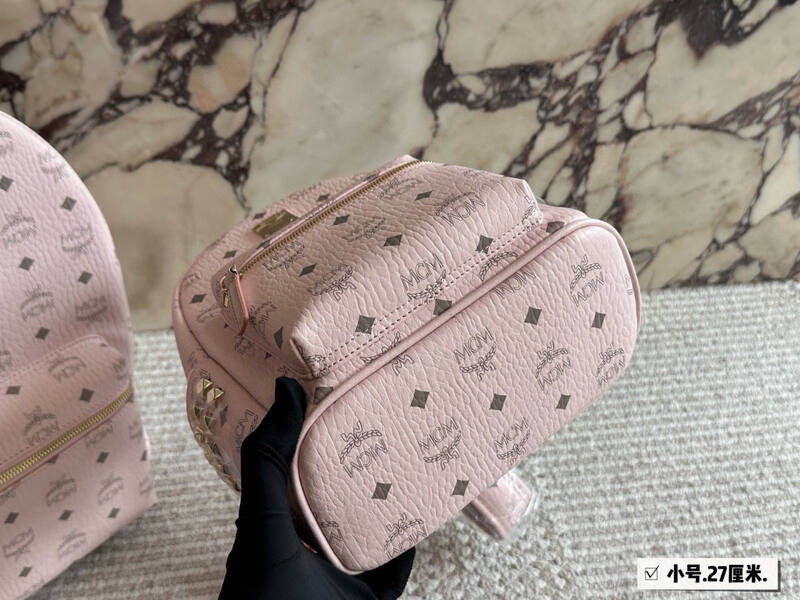 MCM Stark Pink Visetos small backpack — AAA Quality Replica