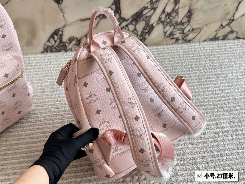 MCM Stark Pink Visetos small backpack — AAA Quality Replica