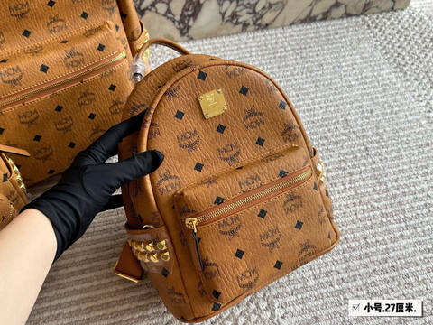 MCM Stark Cognac Visetos 27cm small backpack AAA Quality Replica