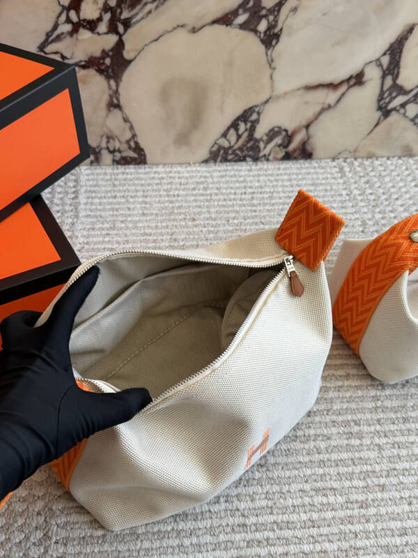 Hermes Bride-a-Brac Beige Orange canvas travel — 1:1 Replica
