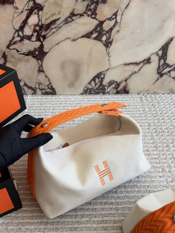 Hermes Bride-a-Brac Beige Orange canvas 25x15cm travel 1 1 Replica